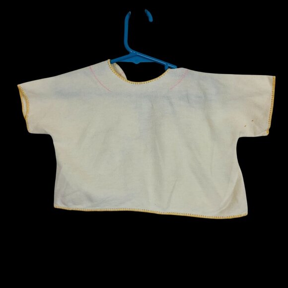 Vtg Baby Flannel Open Jacket Hand Embroidered Elephants Crocheted Edge Yellow - Picture 8 of 9